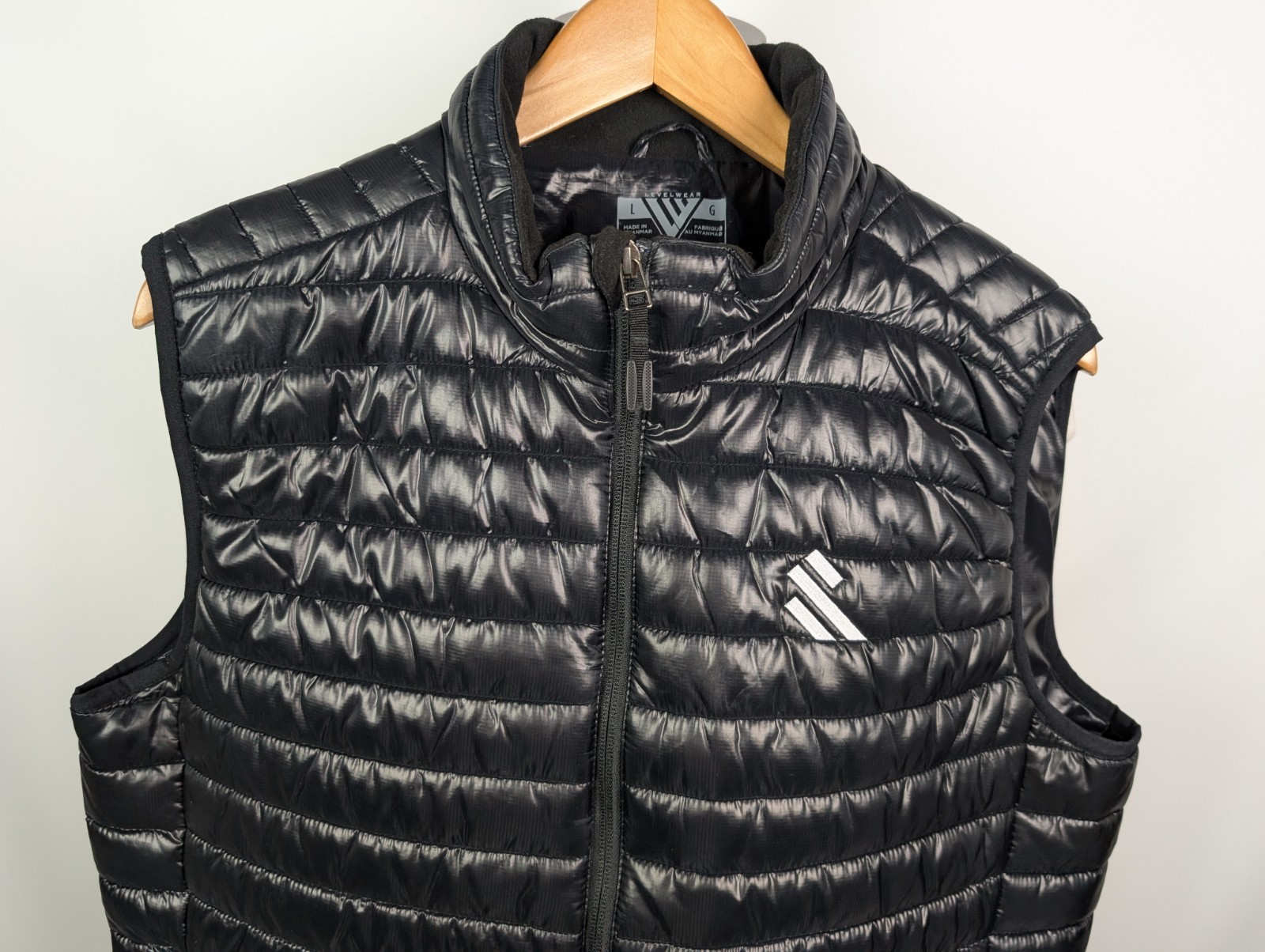 LEVEL WEAR Insulated Puffer Vest Jacket Sz L Black Men’s Full Zip