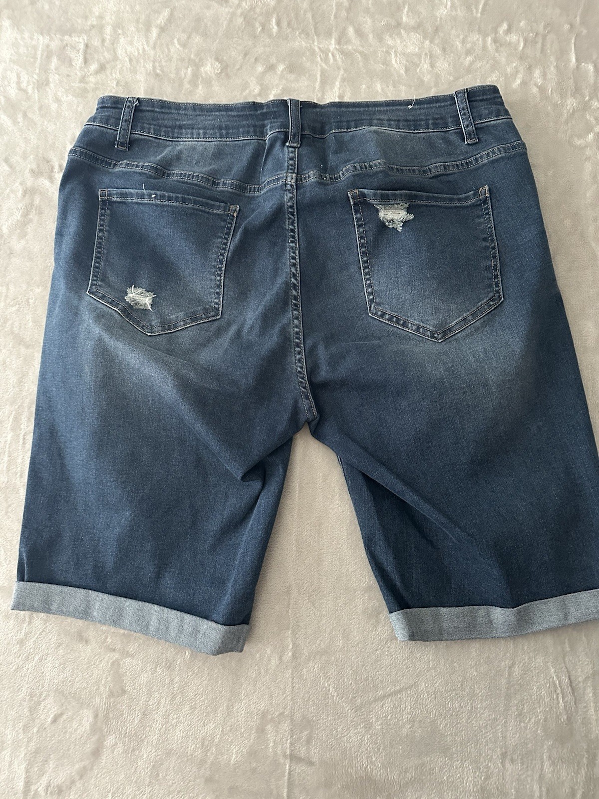 Blue Savvy Shorts Womens Size 18 Blue Bermuda Jean Distressed Stretch Denim