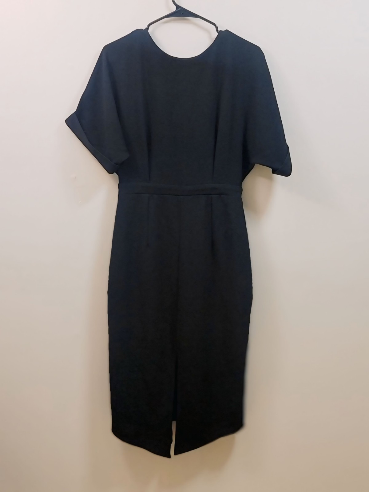 ASOS Black Midi Dress US 6 NWT Dolman Sleeve Exposed Back Zip Pencil Career