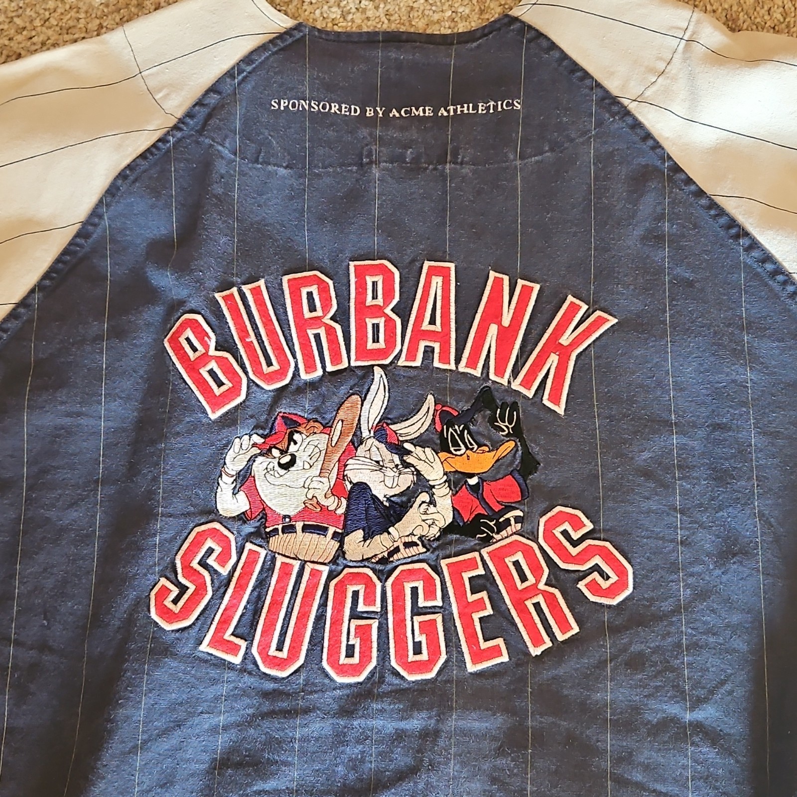 Acme Athletics Burbank Sluggers Bugs Bunny Daffy Duck XL Baseball Jersey
