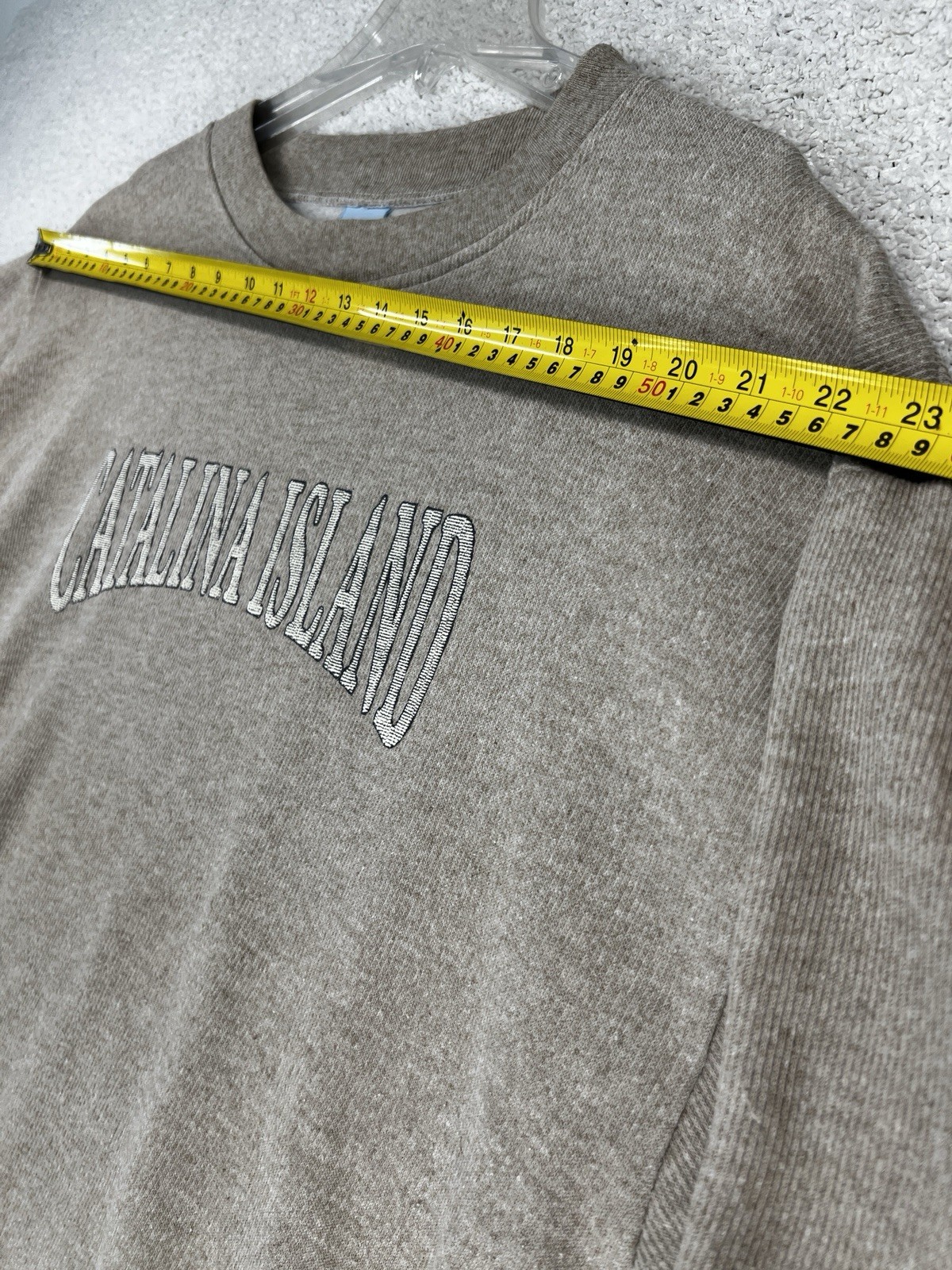 Sun Triangle Sweatshirt Mens L Catalina Island Ribbed Tan Beige Made in USA VTG