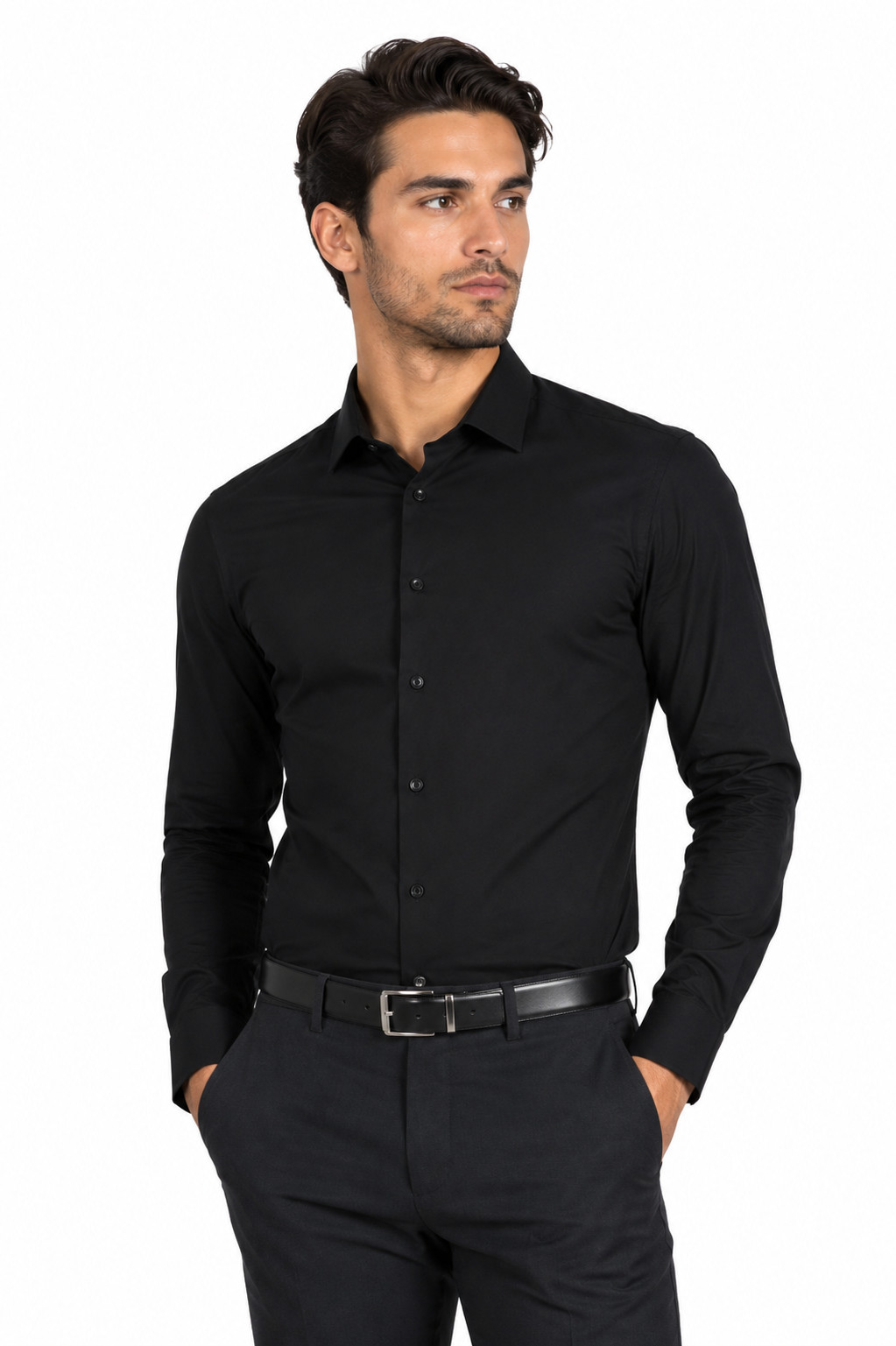Nautica Men’s Dress Shirt New S 14 -14.5 32/33 Black Button Up Stretch Slim Fit