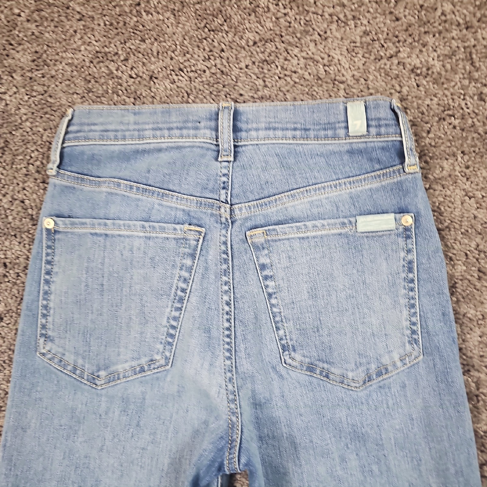 7 For All Mankind Jeans Womens 24 Cropped Straight Light Wash High Rise 23×26