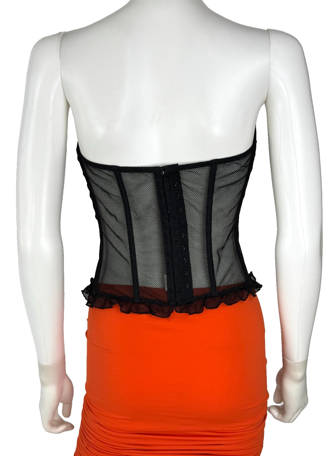 La Perla 36 US 90 FR 3 IT BIack Sheer Bustier Mesh Lace Lingerie Boning Auth