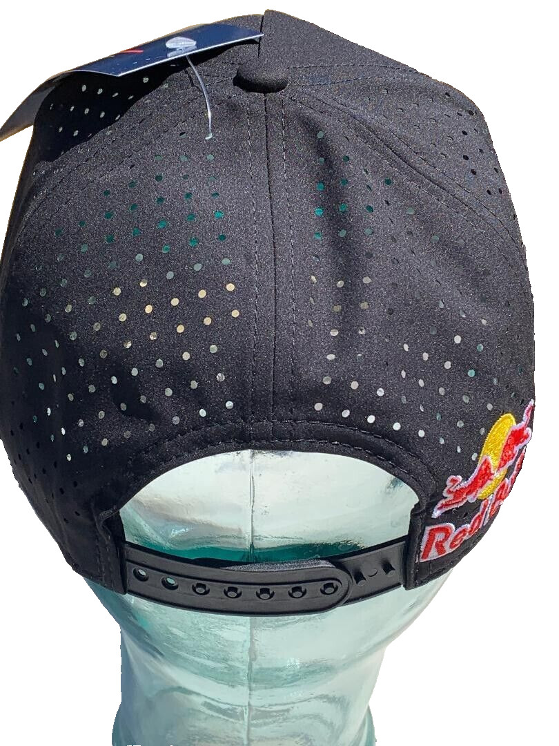 Black Performance Flat Brim Cap w/Black Rope. 3 Logos. BMX. MotoGP. Motocross.