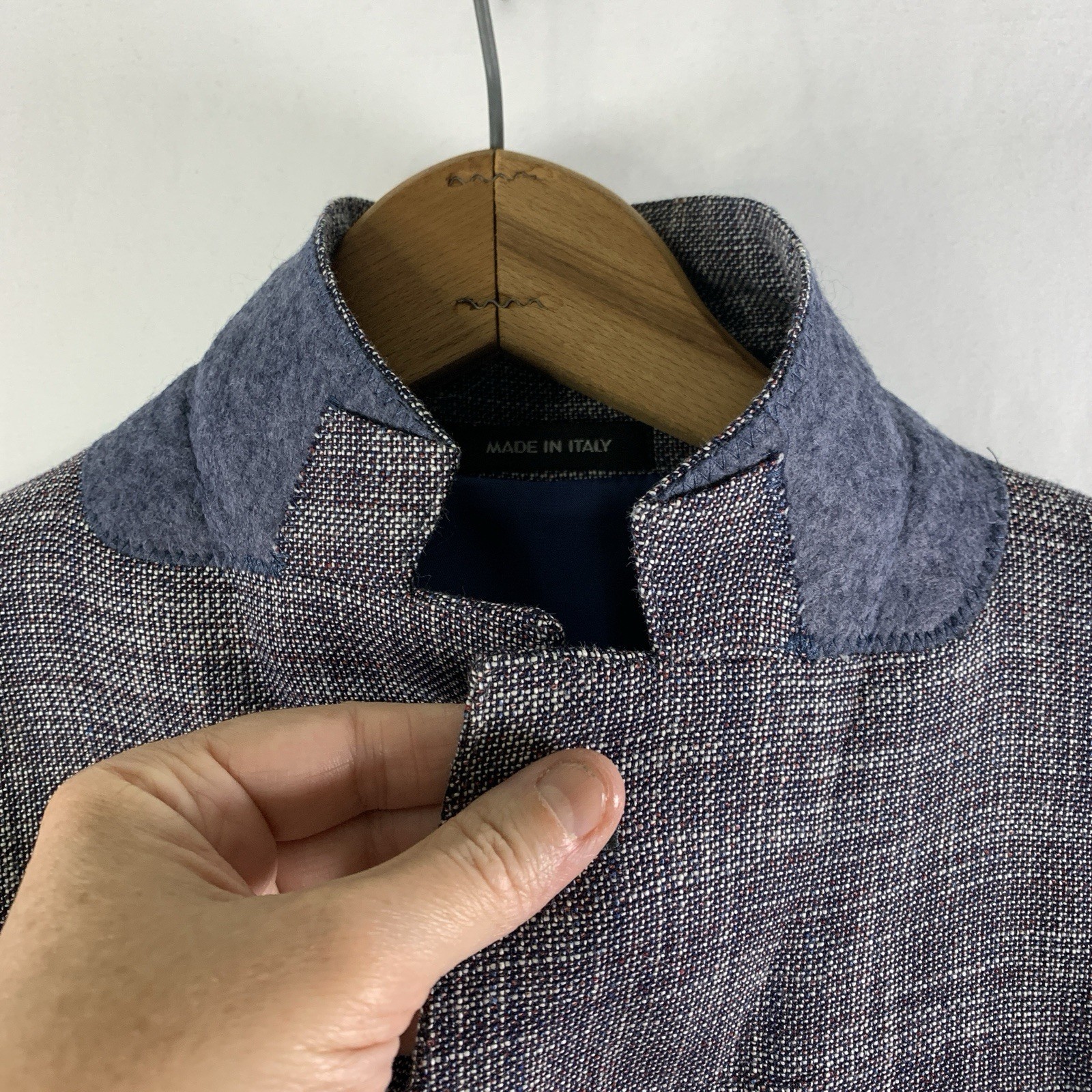 Mens Unstructured Hopsack Sport Coat 46R Summer Wool Linen Cotton Patch Pocket