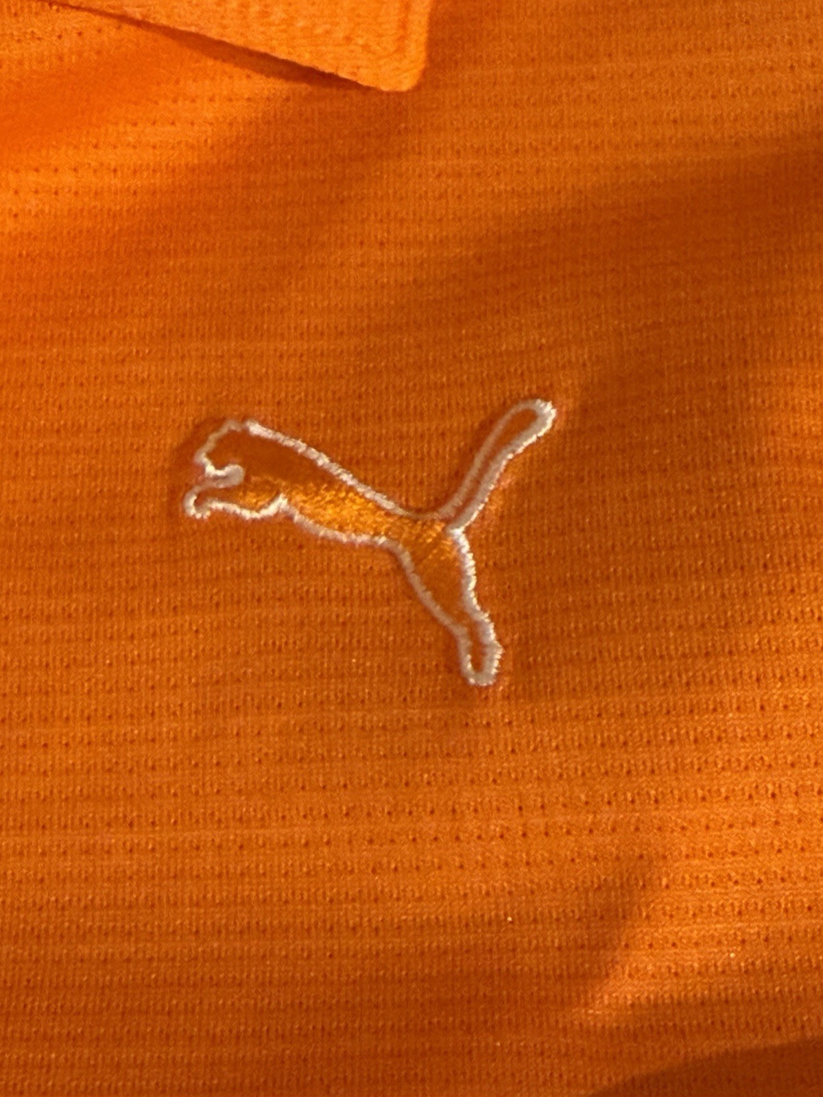 PUMA Men’s XL Orange Solid Polyester/Elastane Short Sleeve Polo Collared Logo