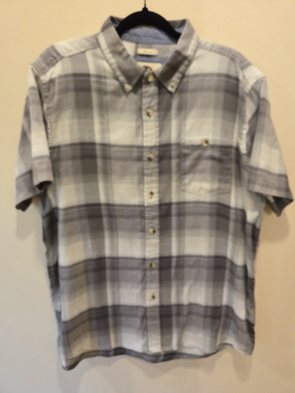 Field & Forest Men’s Bayside Stretch Woven Short Sleeve Shirt XL Plaid Gray Soft