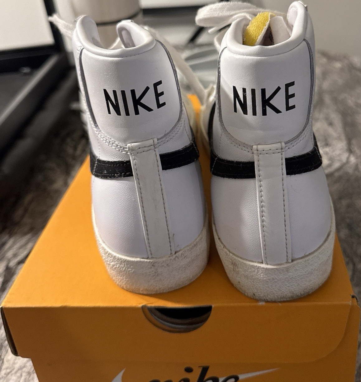 Nike Blazer High Top White Black Leather Athletic Sneakers Men Basketball