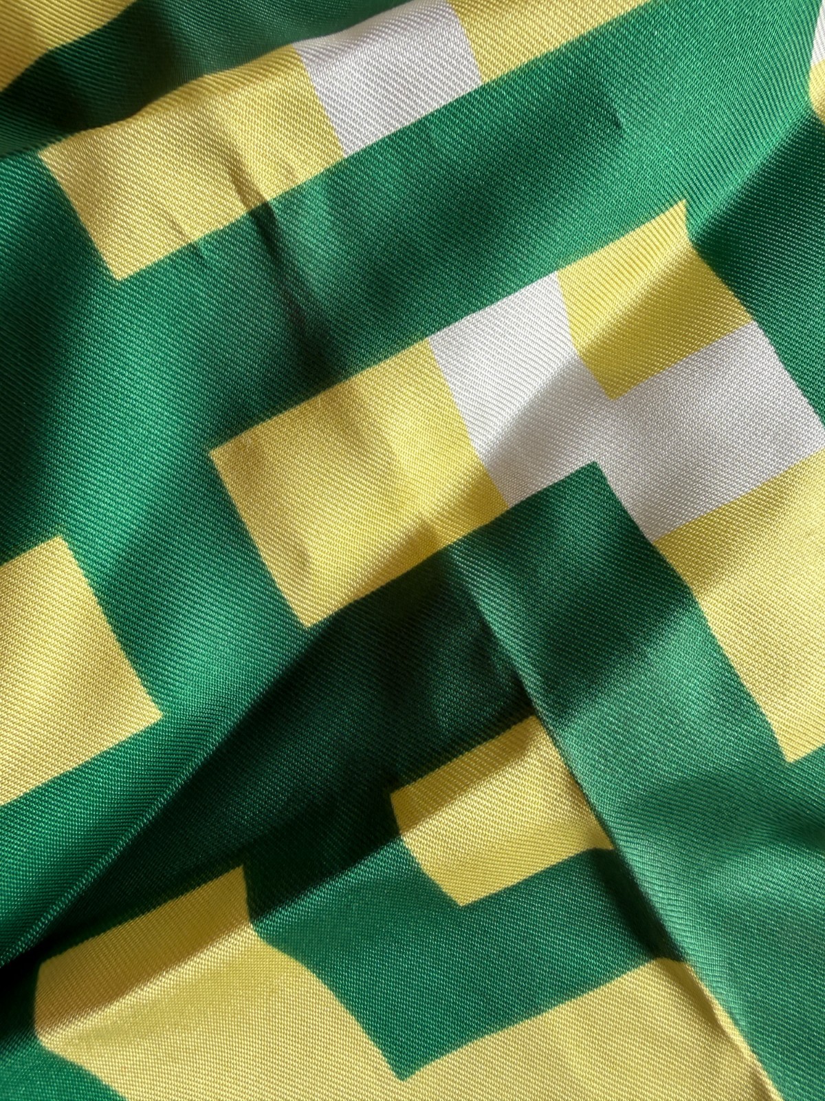 Vintage Paoli Scarf Yellow Green Acetate 26.5″ Square Made in Japan