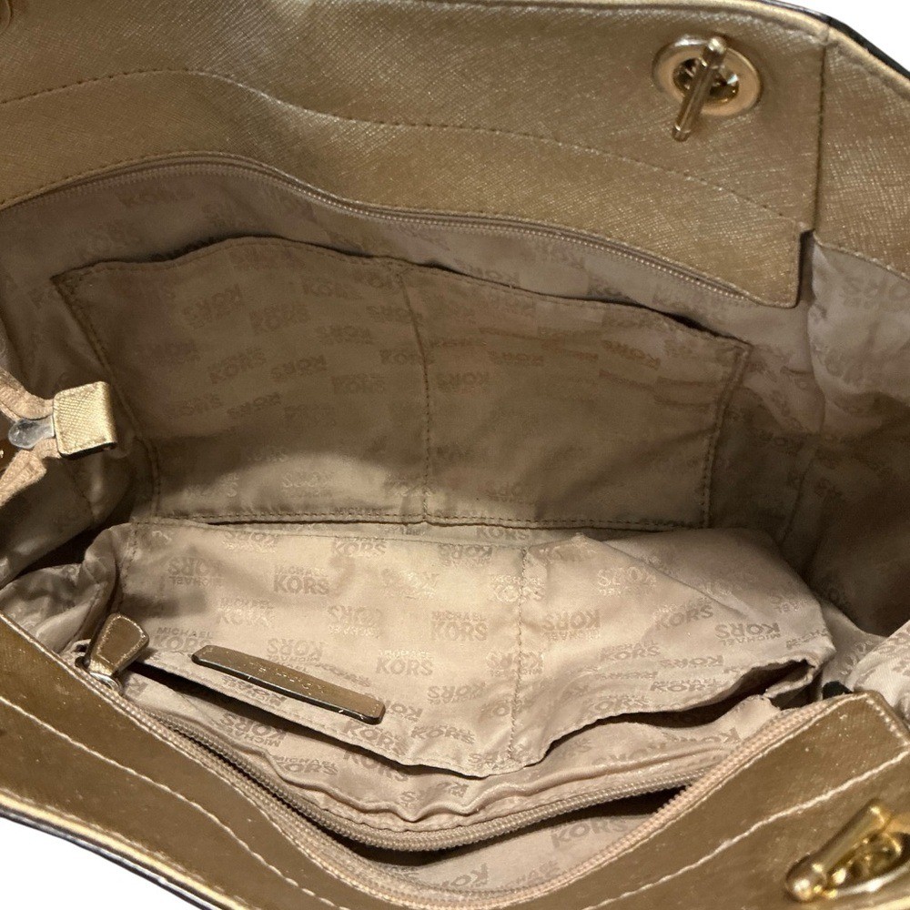 Michael Kors Gold Shoulder Bag with Chain-Link Straps