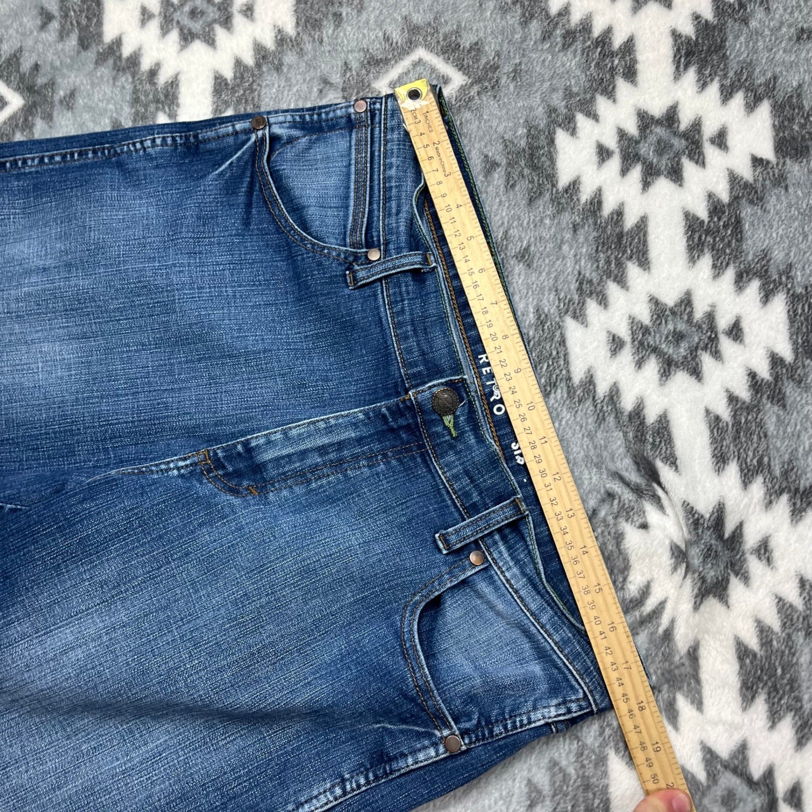 Wrangler Mens Retro Slim Straight Leg Jeans Blue Denim 34×34