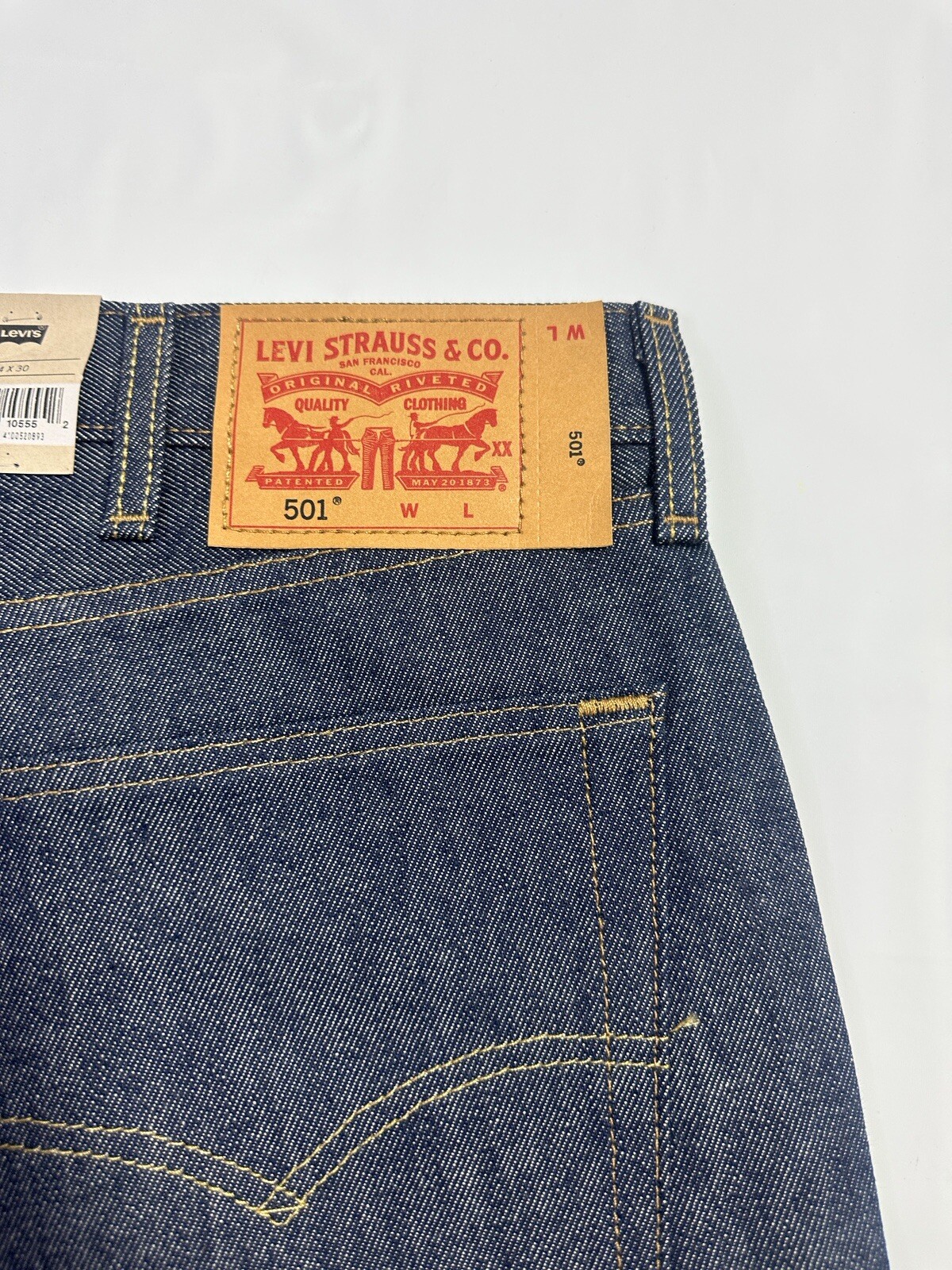 New Levi’s Men’s 501 Shrink-To-Fit Straight Jeans Rigid Blue Big & Tall 44 x 30