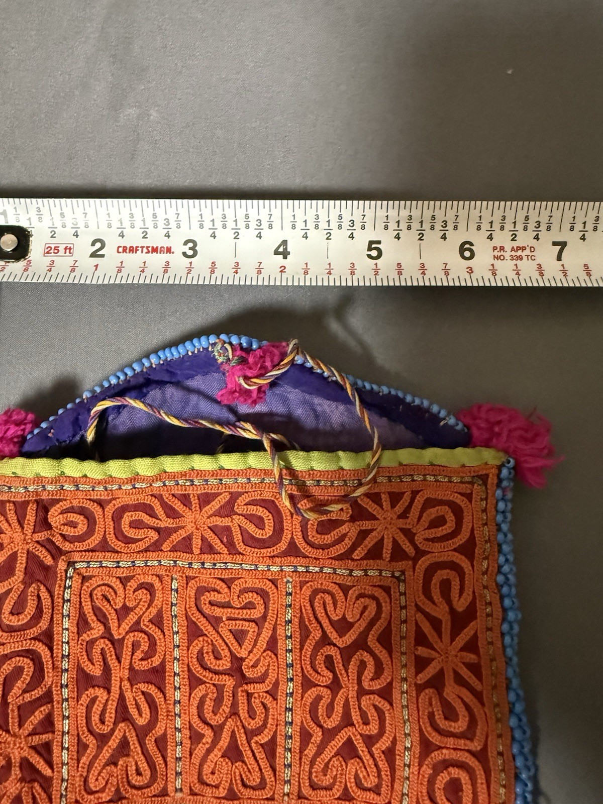 Vintage Afghan Kuchi Tribal Embroidered Beaded Textile Pouch Folk Art