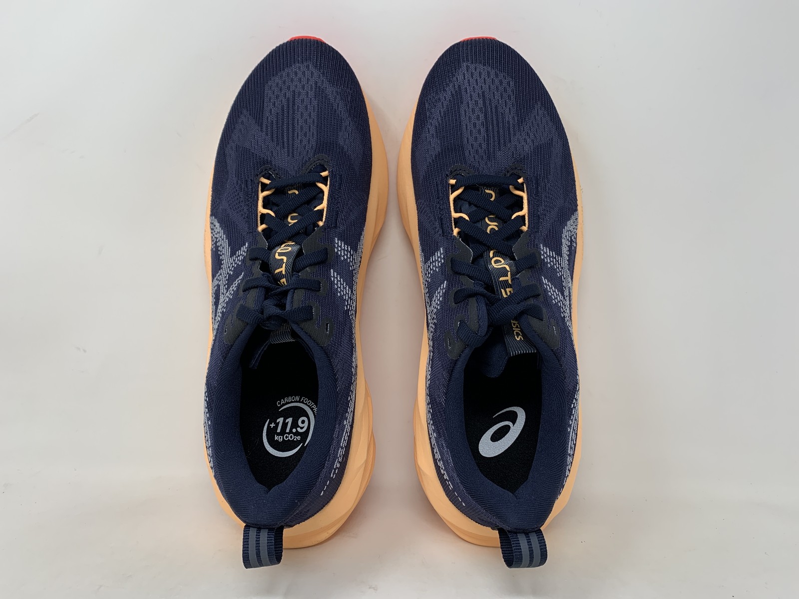 Men’s Asics Novablast 5, Midnight/Orange Glow, 8 D Medium US