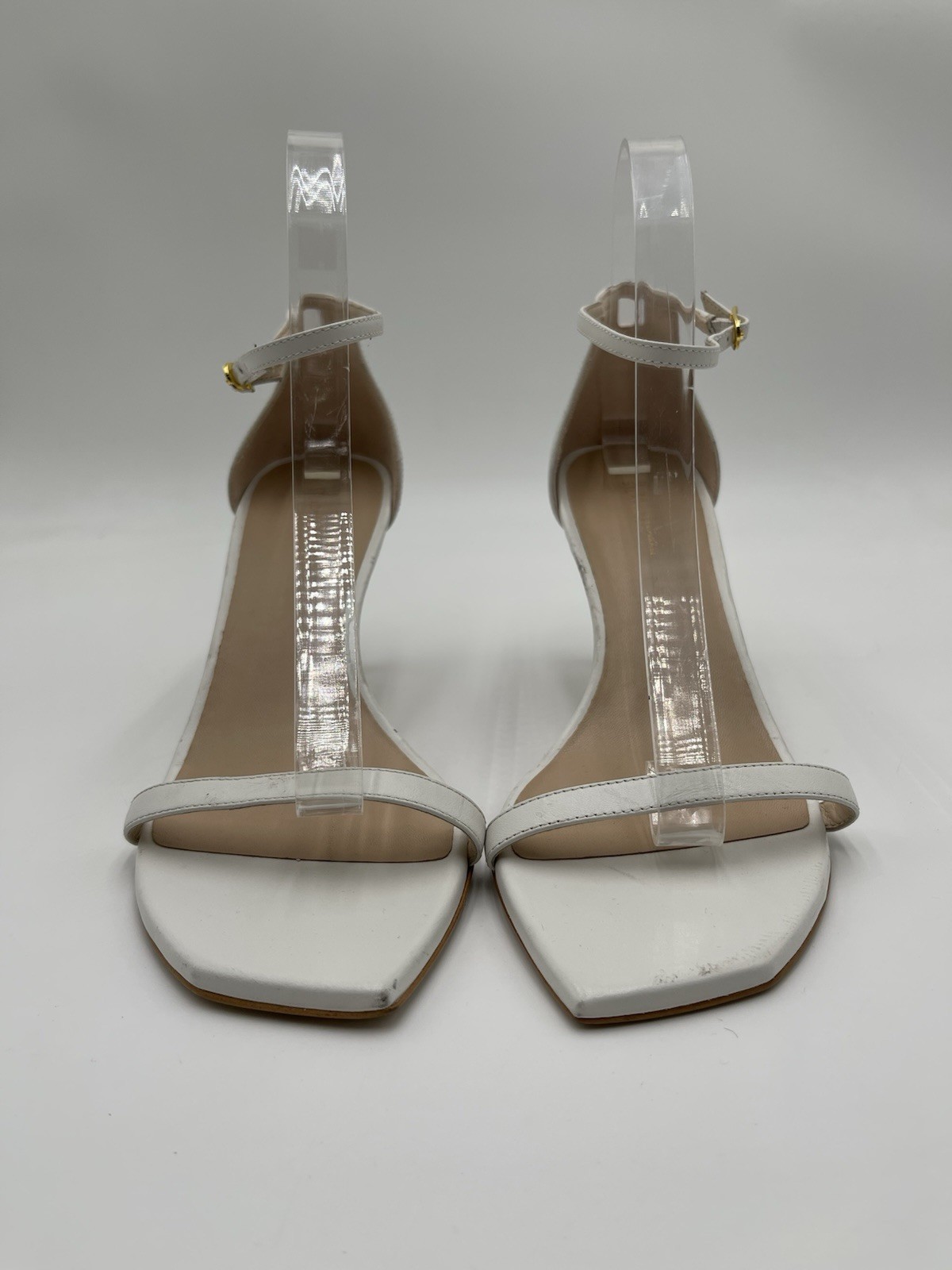 Stuart Weitzman Amelina 75mm leather sandals in white Size 8.5