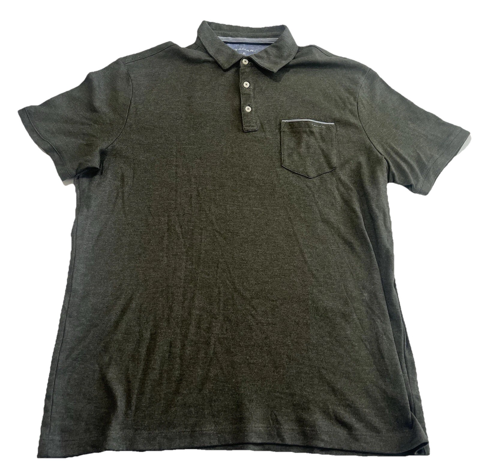 Tahari Golf Polo Shirt Mens Size XL Green Cotton Blend 3-Button Placket