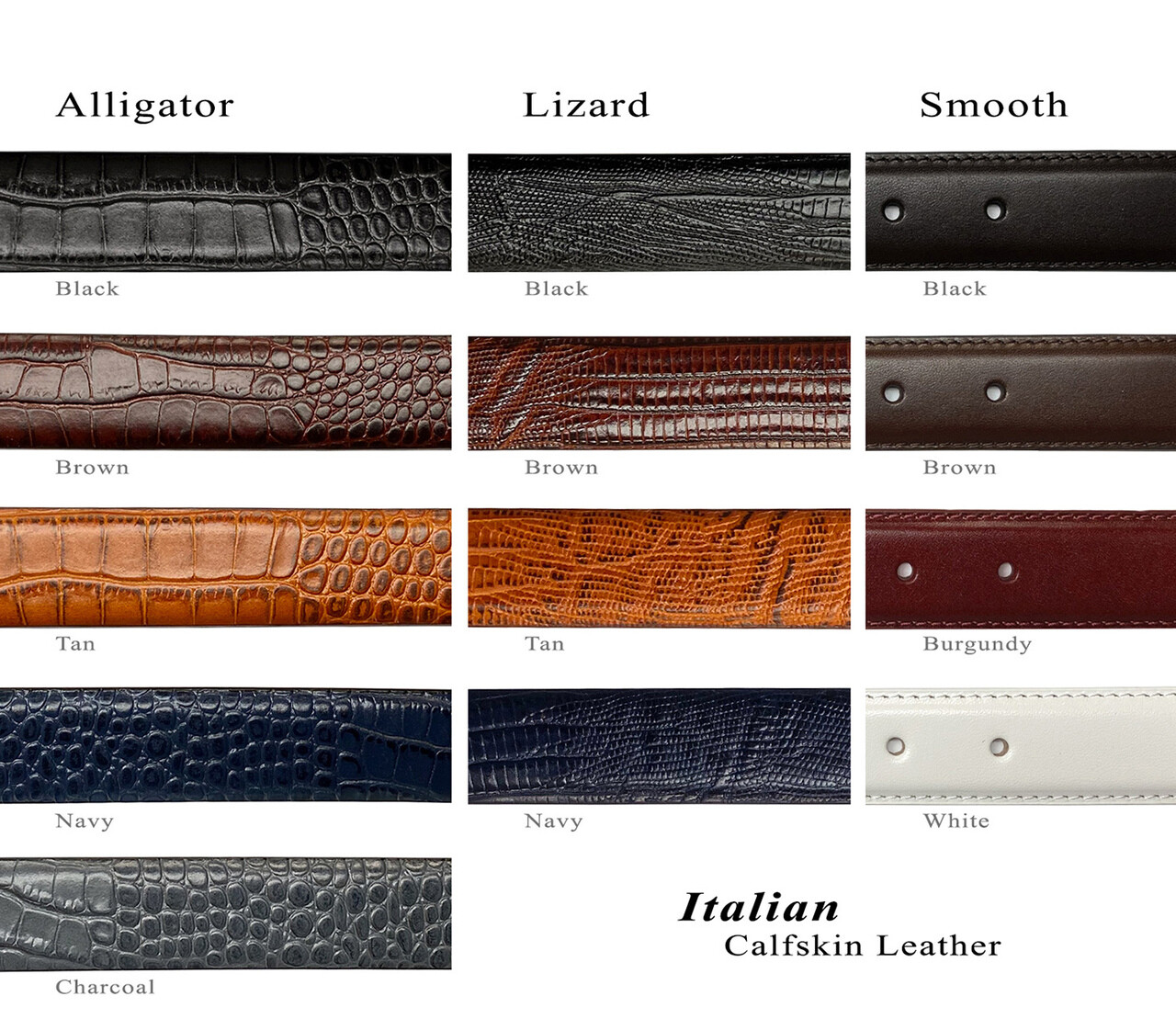 Replacement Belt Strap Italian Calfskin Genuine Leather Dress Belt Fits 1″ Wide