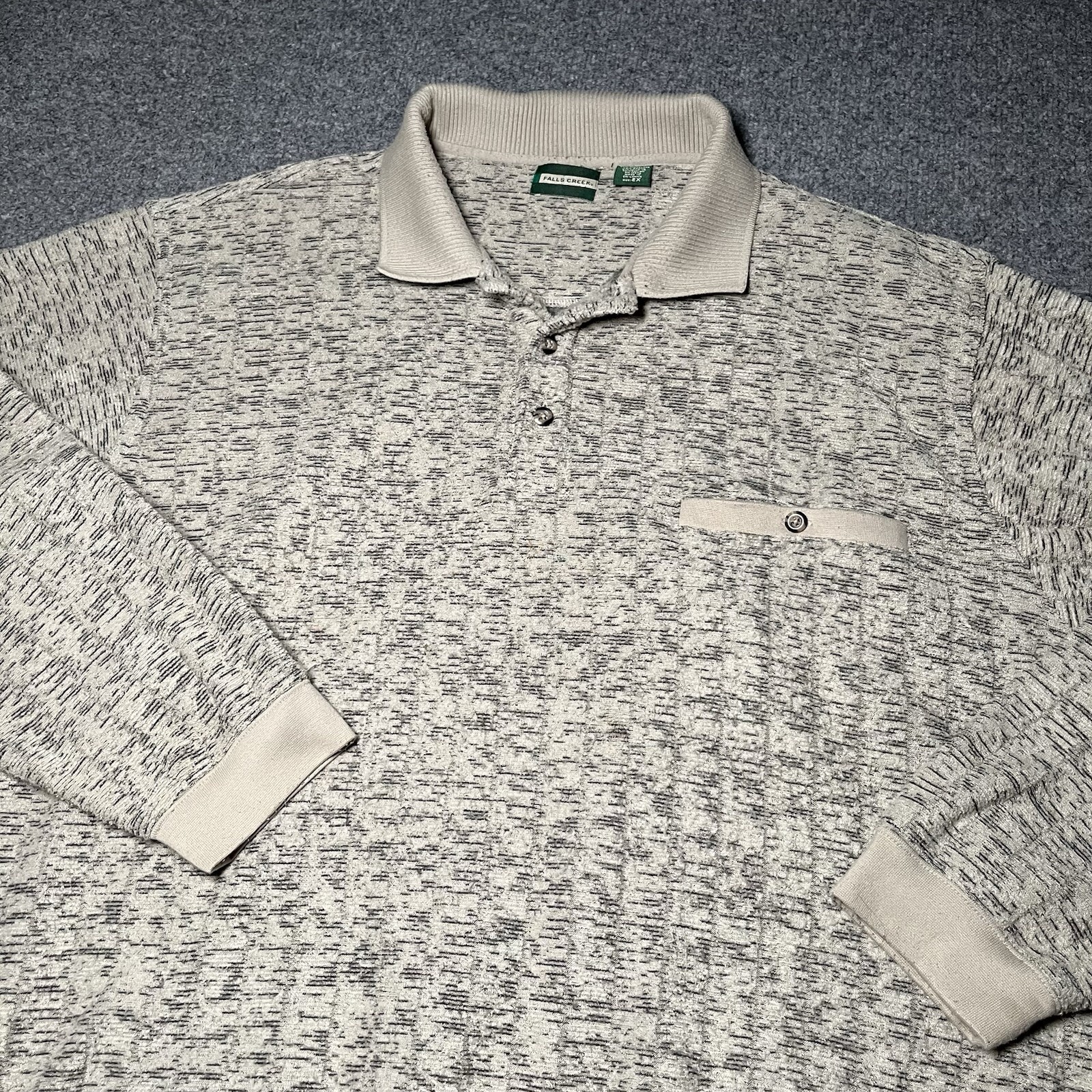 Vintage Falls Creek Sweater Mens 2X Collared Golf Grandpa Pullover Pocket 90s