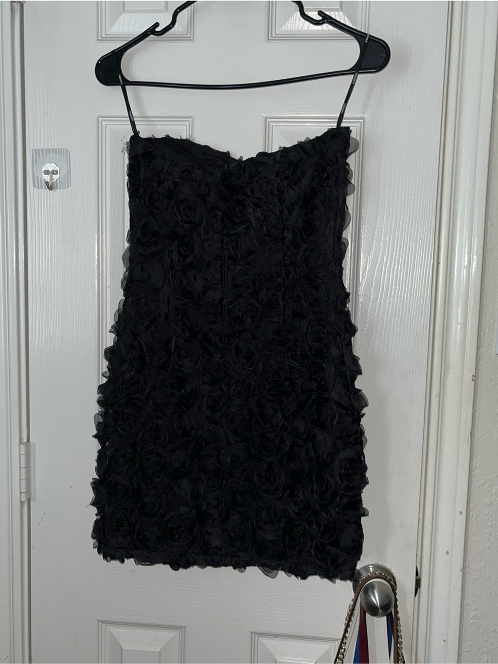 Forever 21 Black Strapless Rose-Texture Cocktail Dress