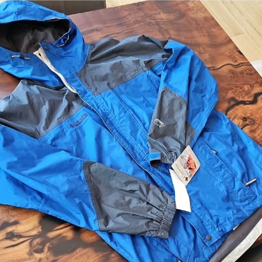 Columbia Omni-Tech Men’s Tall LT Hooded Waterproof Breathable Jacket Blue/Gray