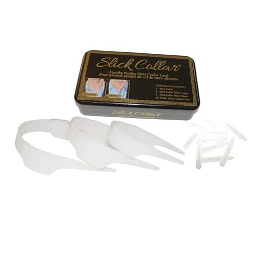Shirt Collar Support System set with 3 adjustable, 10 premium Collar Stays &