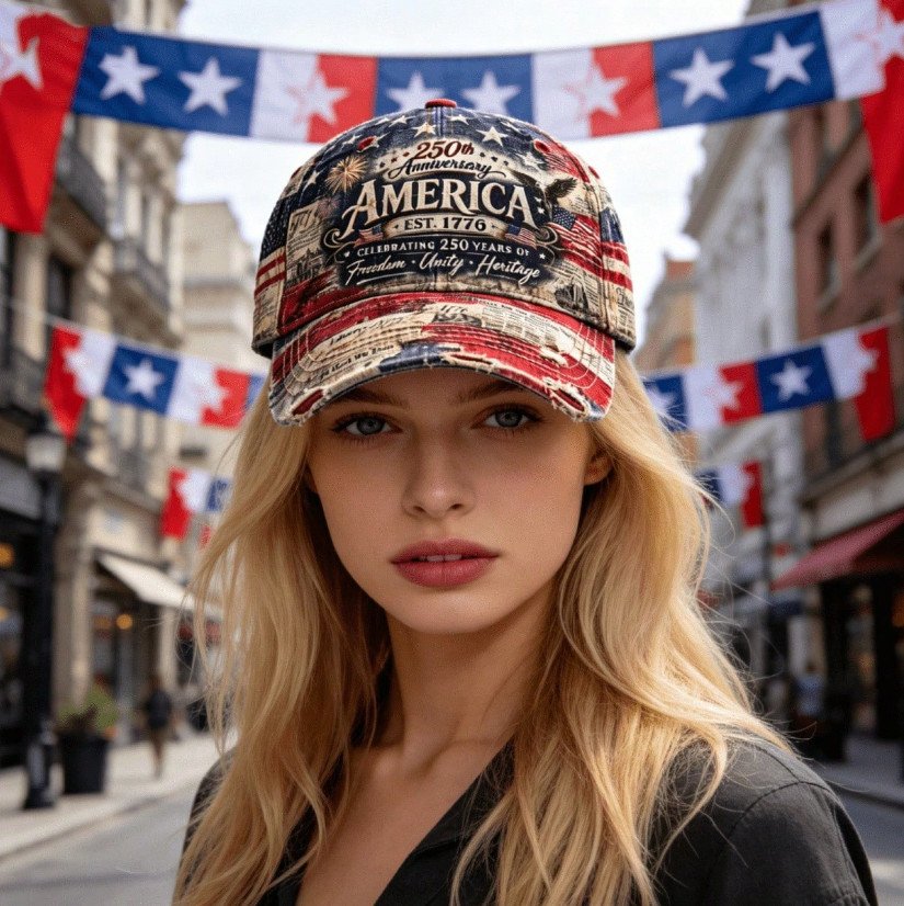 USA 250th Anniversary Hat 1776-2026 Patriotic American Flag Cap