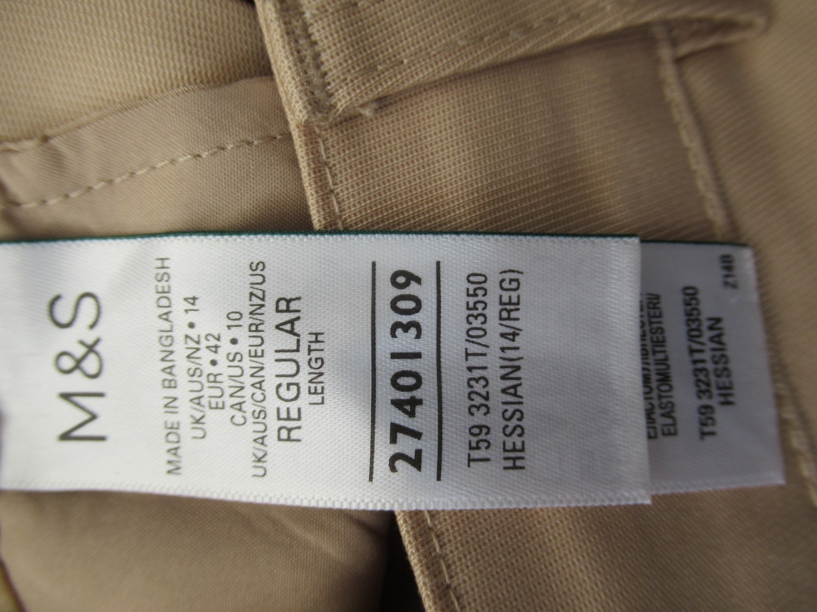 Marks & Spencer Hessian (Beige) Wide Leg Trousers Size 14