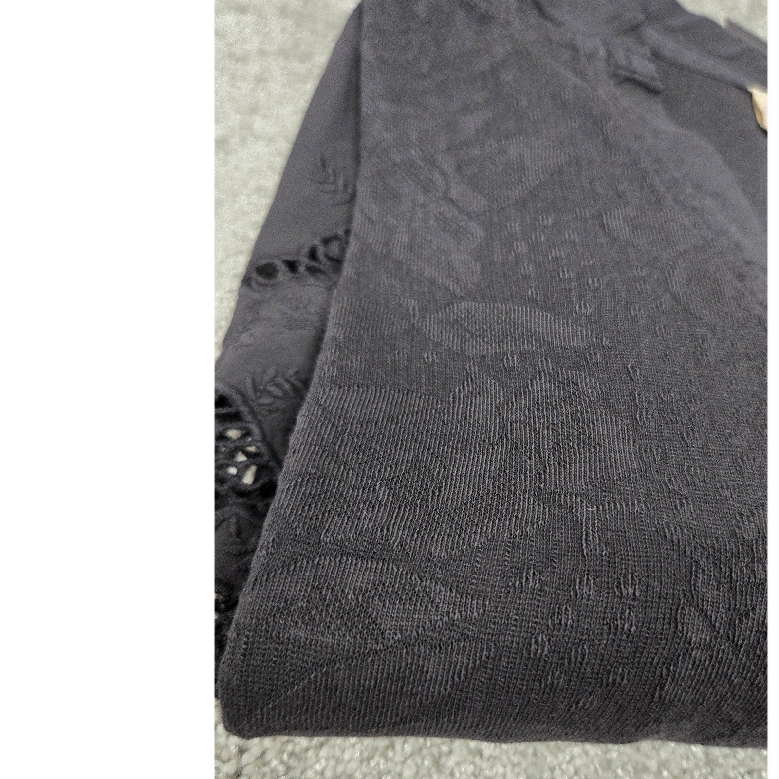LOGO Lavish Lori Goldstein Gray Cotton Lace Eyelet Tunic Top Women’s Size 1X