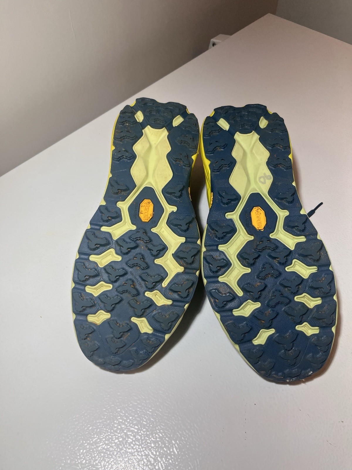 HOKA Men’s Blue/Yellow/Orange Low Top Lace Up Athletic Sneakers Mesh