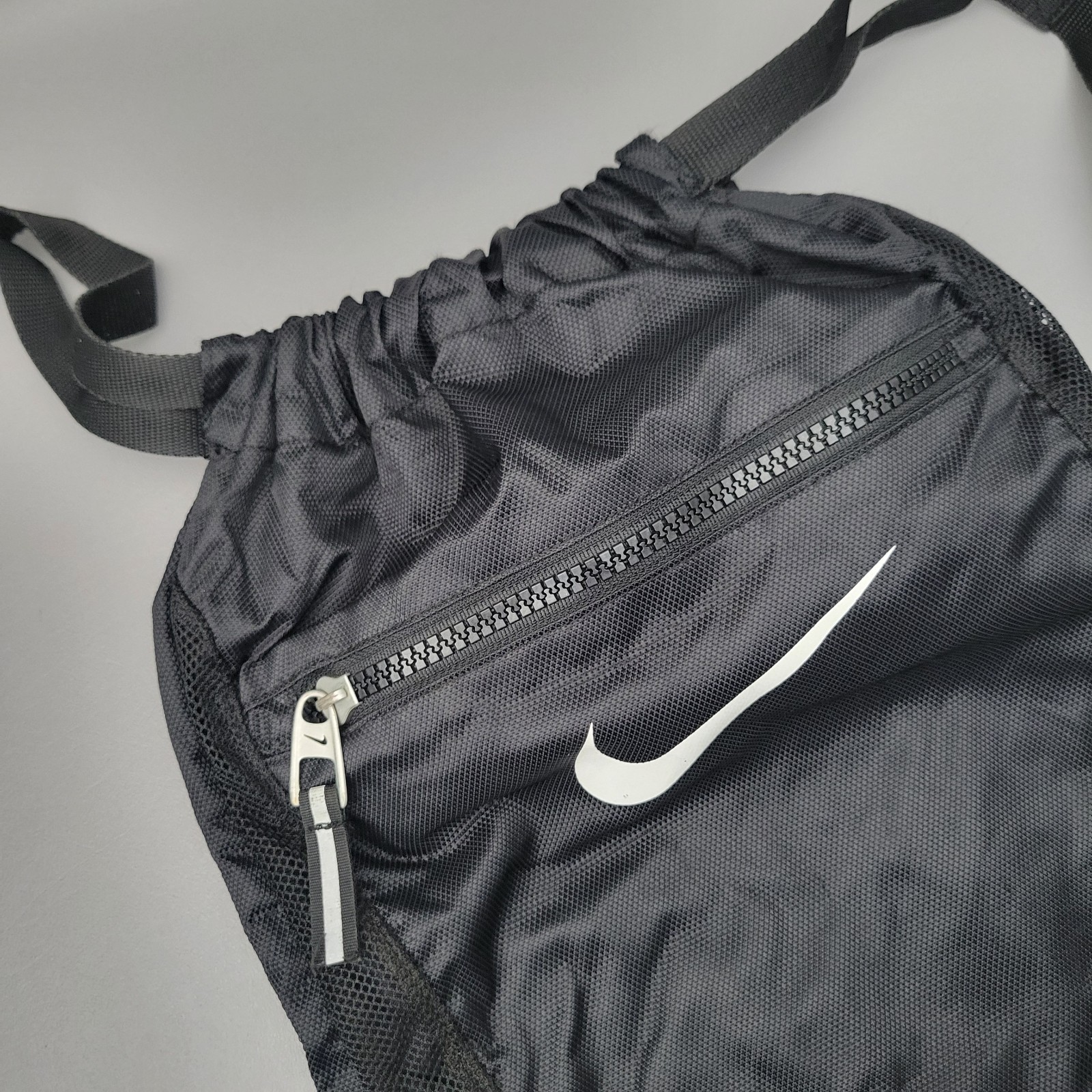 Y2K Nike Brasilia Drawstring Backpack Gym Bag Black Pockets Swoosh