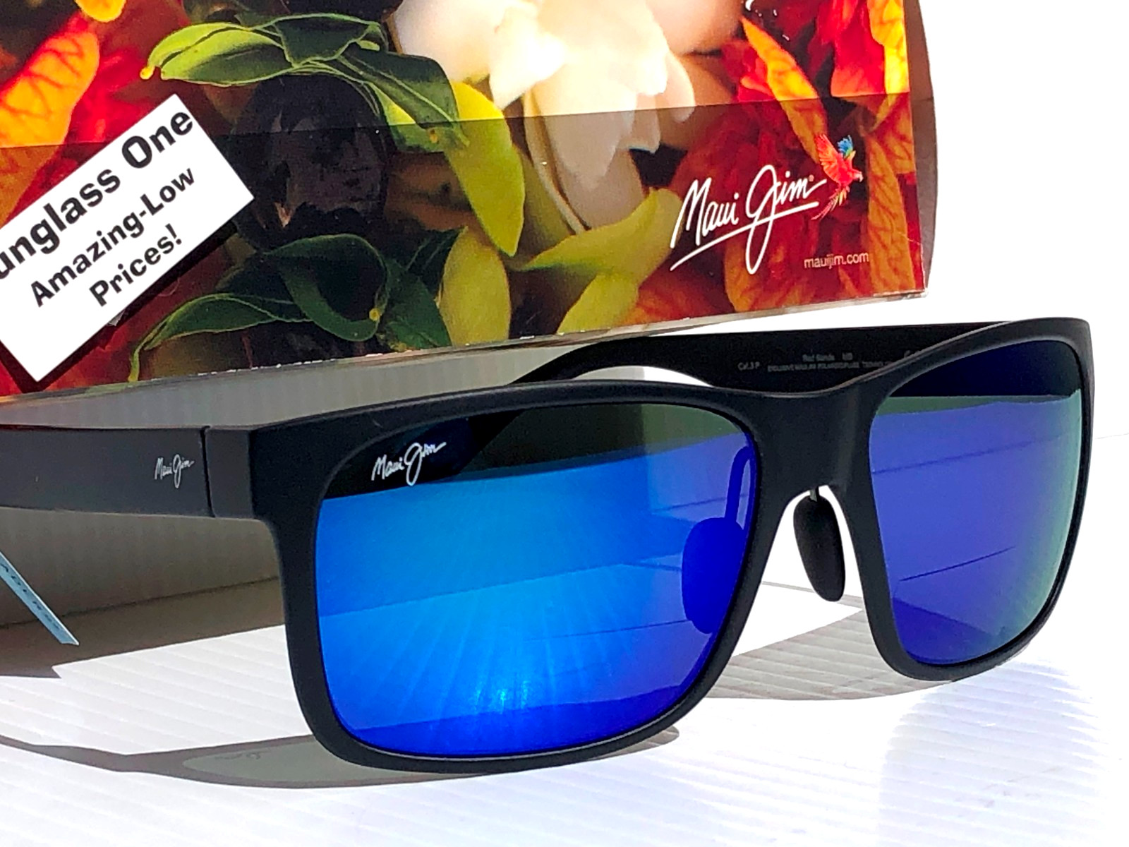 Maui Jim RED SANDS Matte Black POLARIZED Blue READERS +2.5 Sunglass B432-2M25