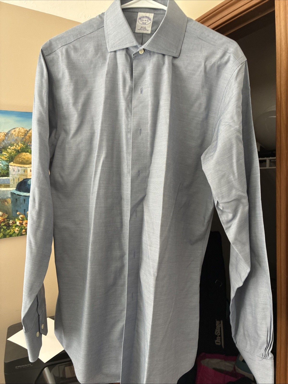 Brooks Brothers Men’s Dress Shirt Blue Striped 15.5-4/5
