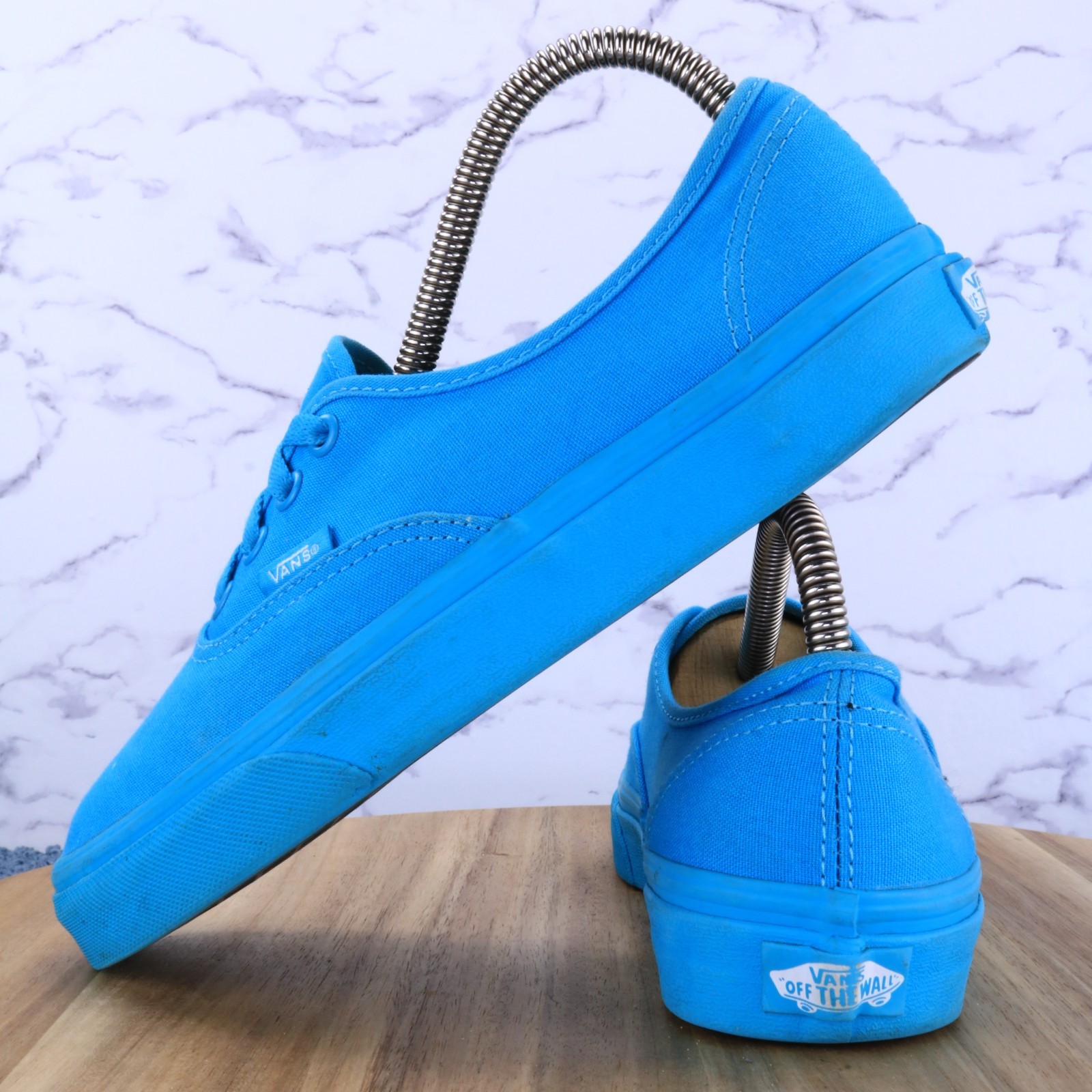 Vans Mono Turquoise Blue Low Lace up Canvas Sneaker Shoes Size Men 5.5 / Women 7