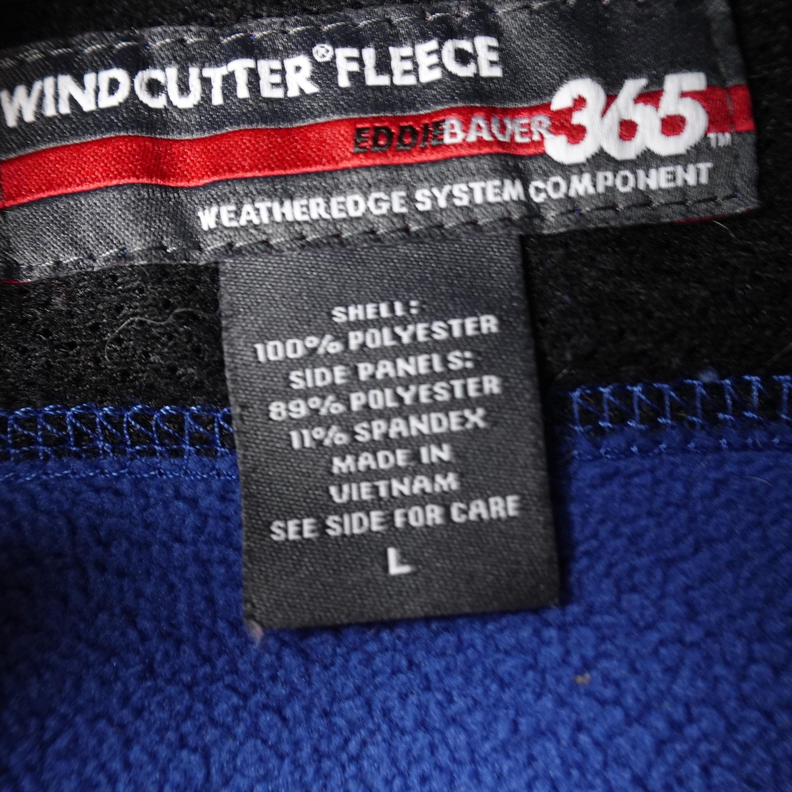 Eddie Bauer Jacket Mens L Blue Windcutter Fleece 365 Full Zip Coat Outdoor Hike