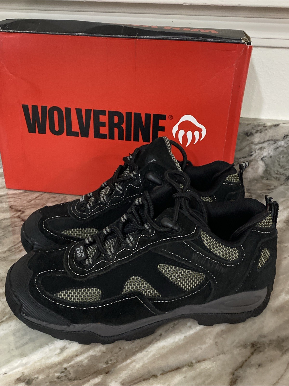 Wolverine Steel Toe Black Men’s Work Shoe Boot W02073 Sz 7 EW Hiker Athletic Lo