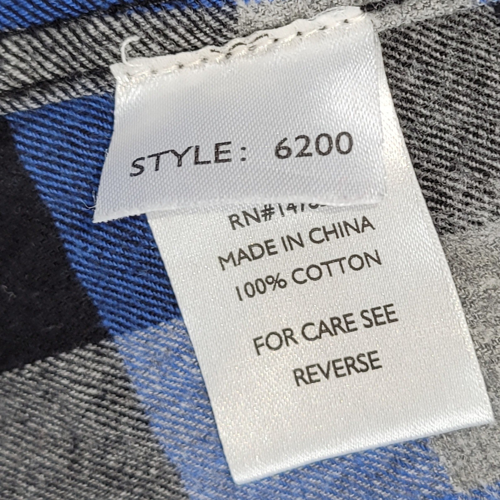 Five Brother Mens Blue Black Grey Plaid Flannel Button Down Shirt Large Cotton