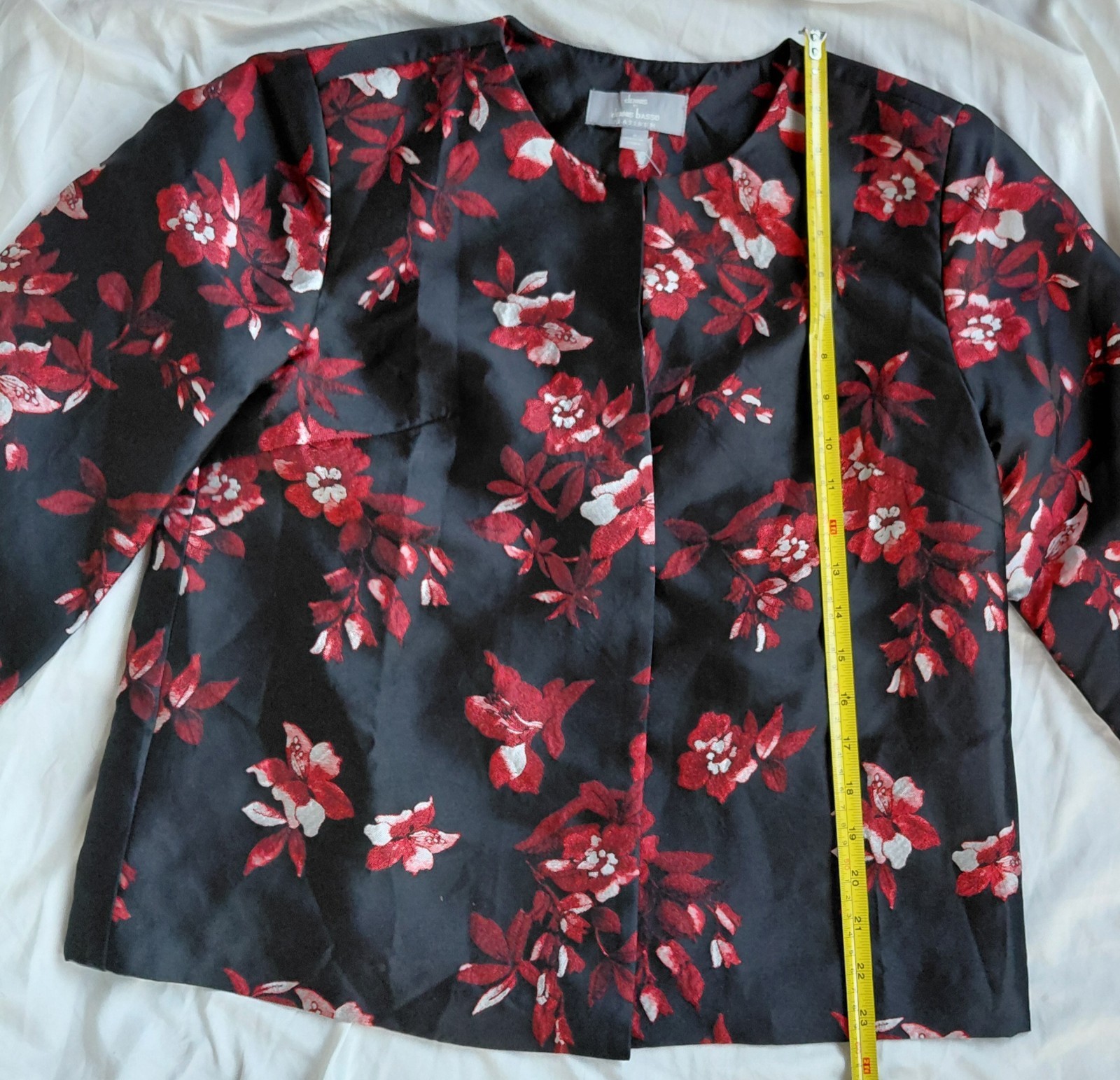 NWT Dennis Basso Platinum Floral Cropped Jacket Sz 6 Red A301451 Women ZB2