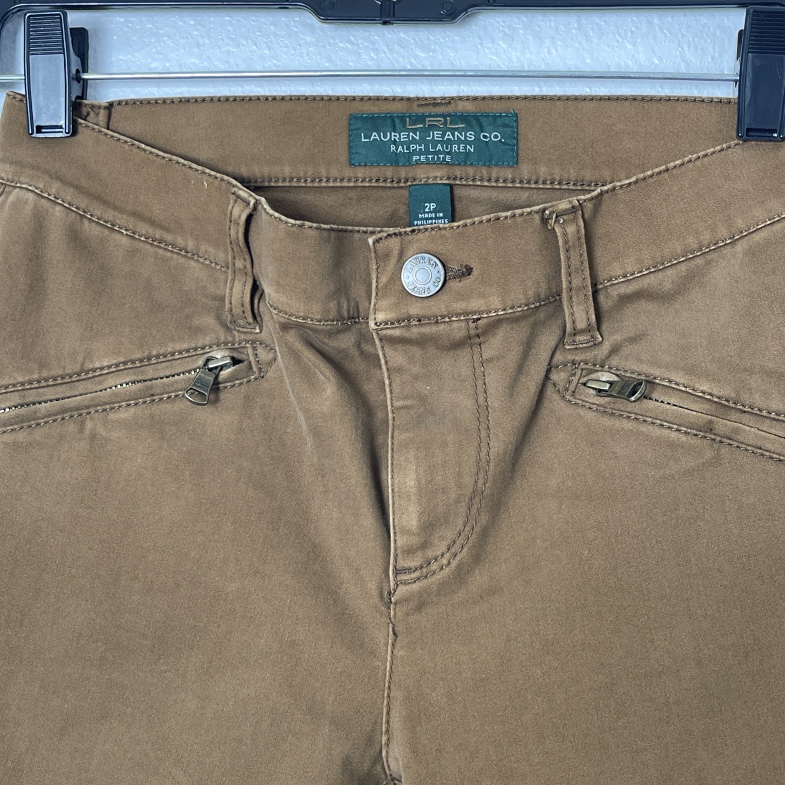 Lauren Jeans Co Ralph Lauren Brown Skinny Moto Pants Womens 2P Altered Waist Y2K