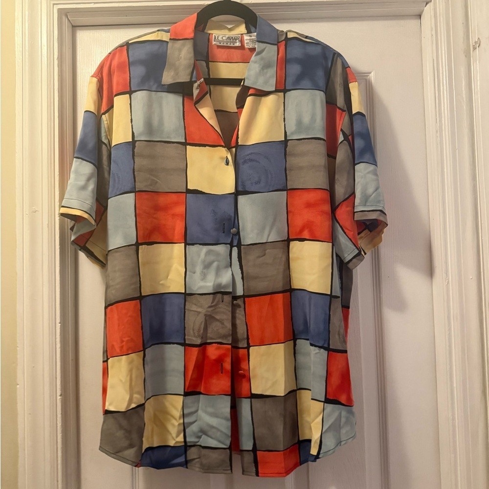 Colorful Patchwork Button Down Shirt