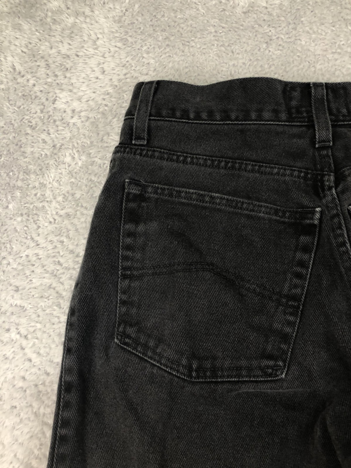 Armani Jeans Men 29×27 (Tag 31) Vintage Eco Stone Tapered Black Distressed *Flaw