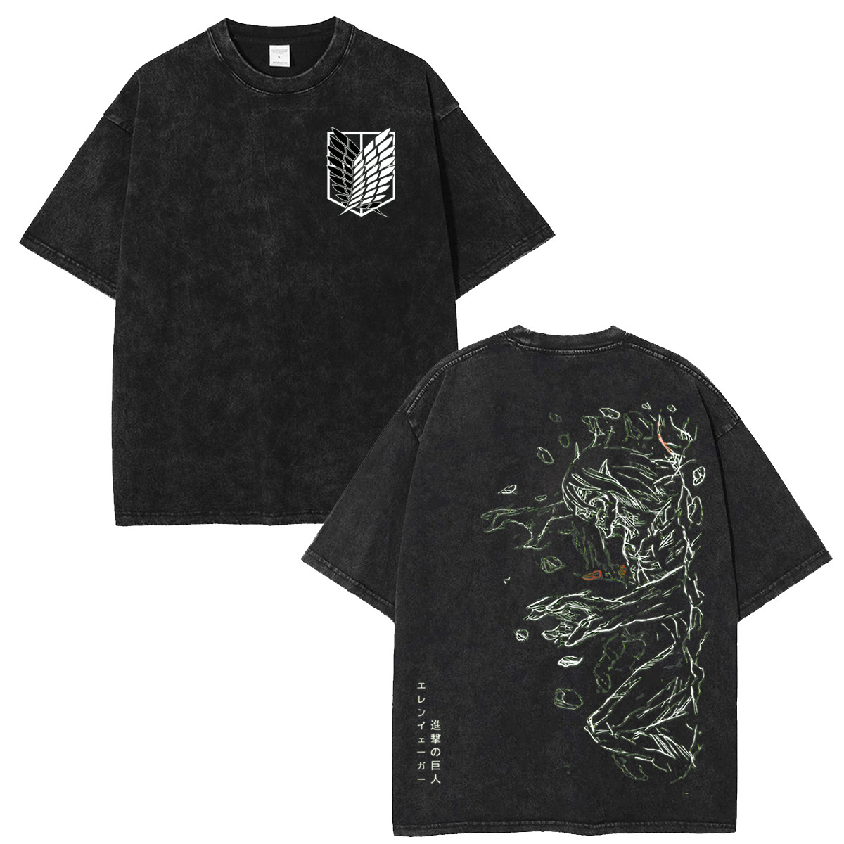 Attack On Titan Anime T-Shirt Eren Yeager Scout Regiment Graphic Shirt