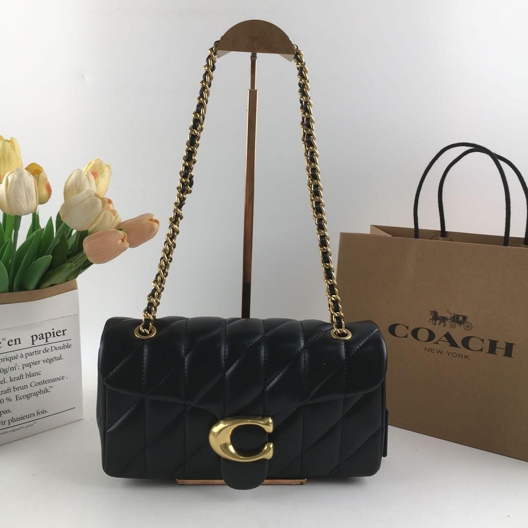 COACH CP150 Tabby 26 Quilted Shoulder Bag Leather Black Silver NEW Outlet