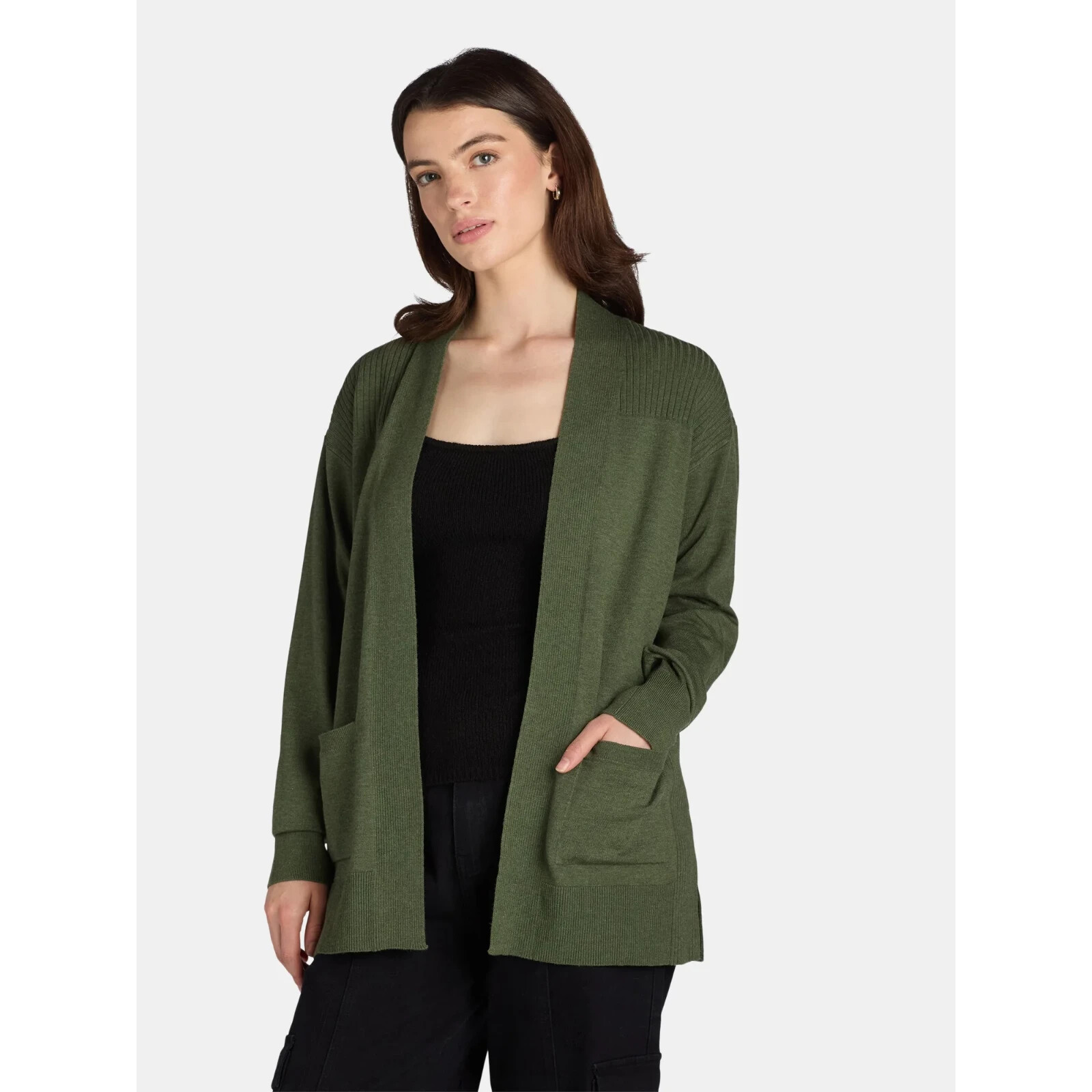Time and Tru Women’s Open Front Cardigan Sweater Lightweight with Pockets XS-XXL
