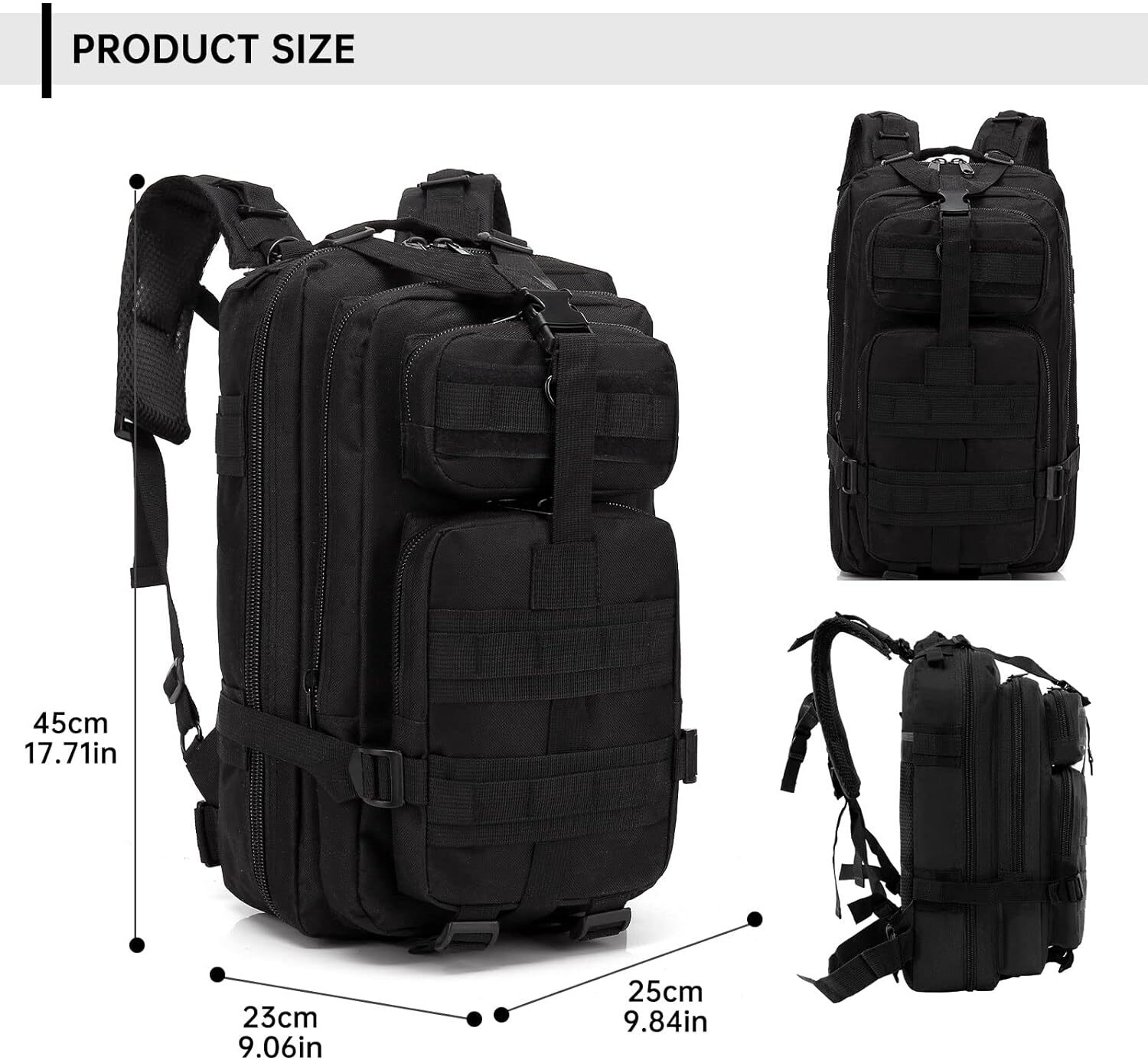 30L Small Military Tactical Backpack Army Men 3 Day Assault Pack Molle Rucksack