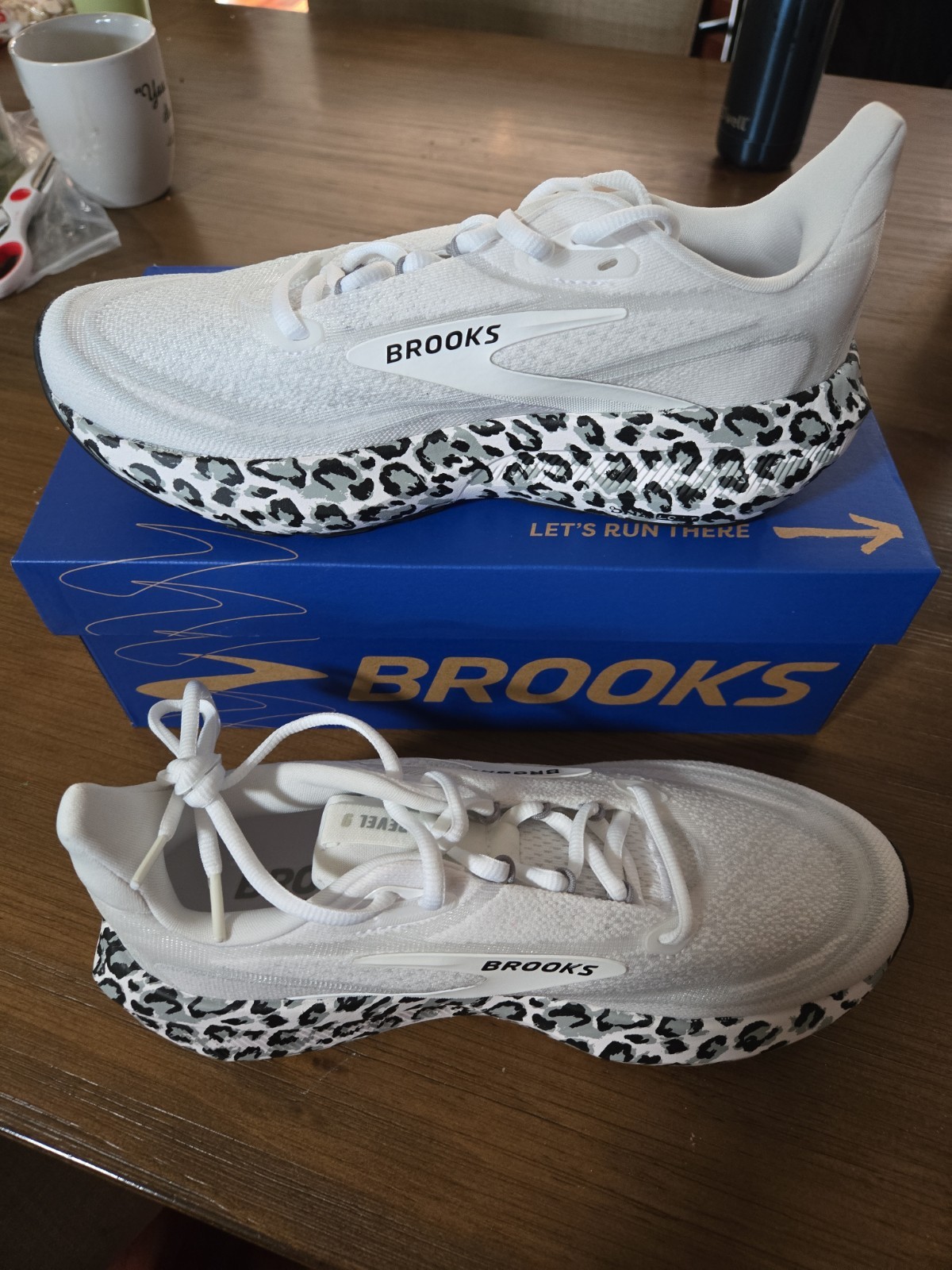 Brooks Revel 9 White Cheetah/Leopard Print Women’s Running Shoes Size 8.5 NIB