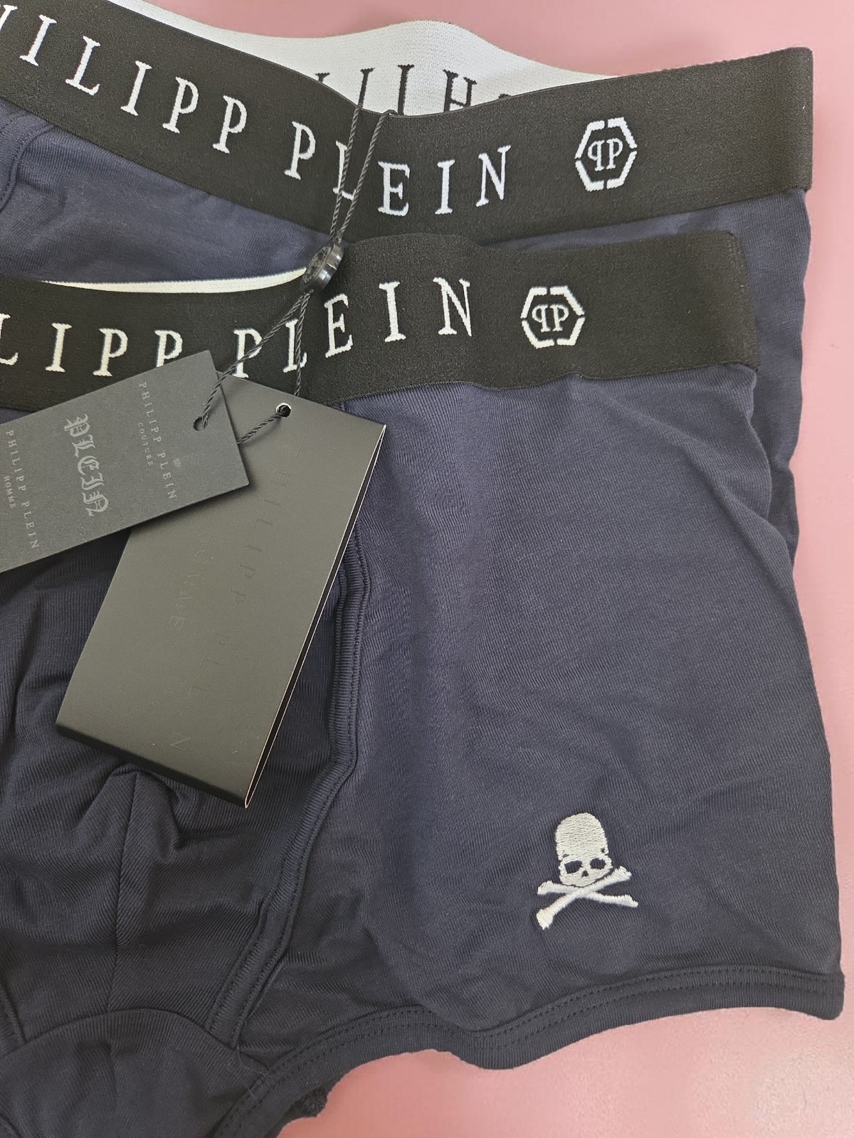 Philipp Plein 2 boxers designer solid navy underwear Men L