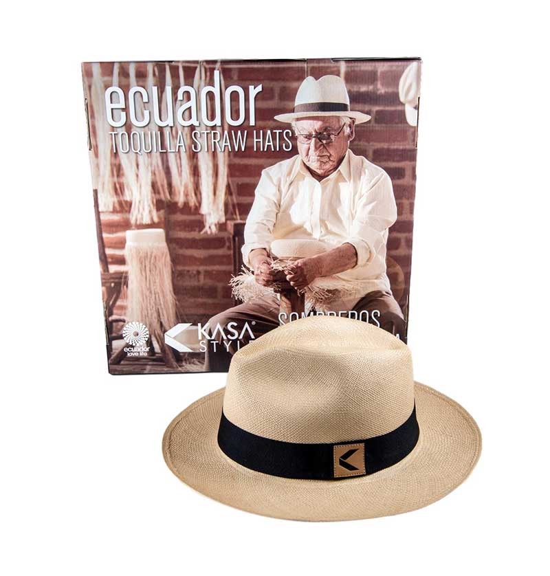 Toquilla Straw Panama Hat Ecuador Handwoven – Fedora Style with Gift Bag and Box