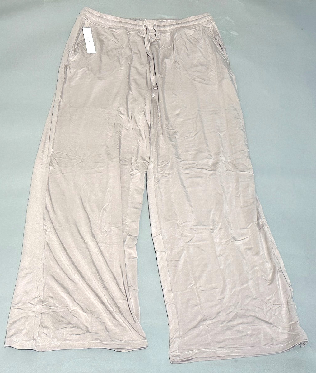 New Ododos Elastic Wasit Drawstring Beige Comfy Lounge Wide Pants – Size Large