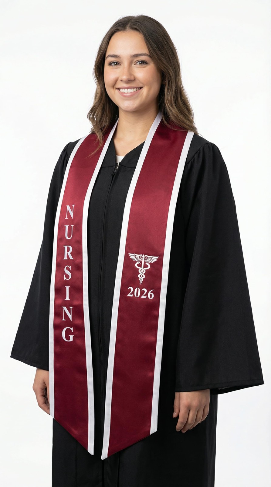 CLERKMANS Crimson Nursing Stole for All Sizes, + White Trim